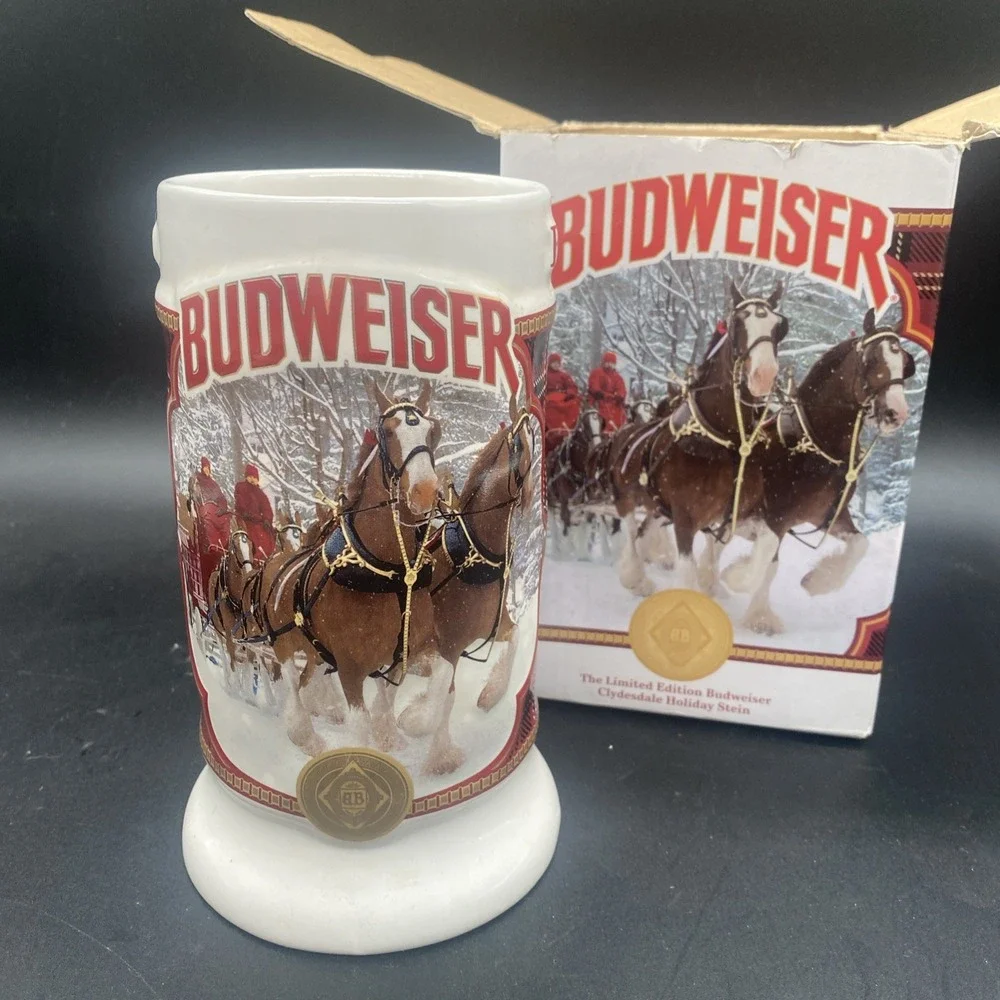 2021 - Budweiser 42nd Anniversary Christmas Stein Plaid Holiday Clydesdale